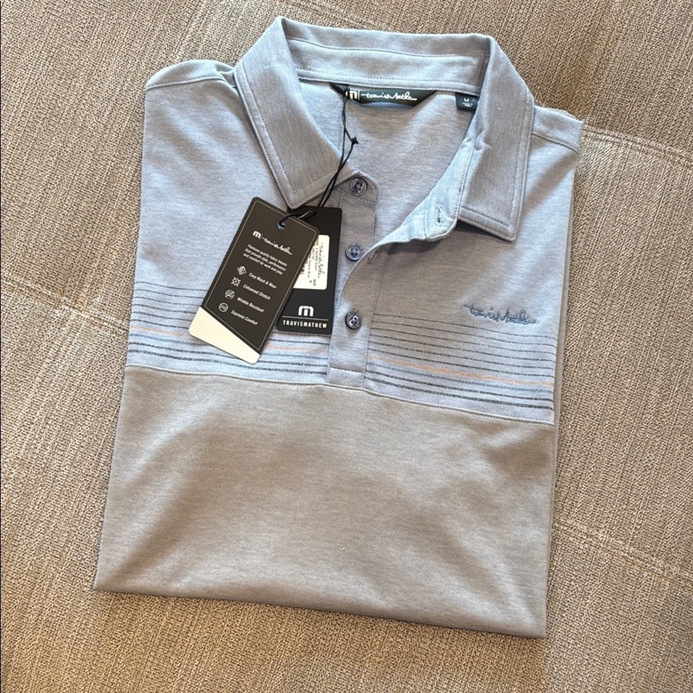 Travis Mathew Gray Polo Shirt Classic Design